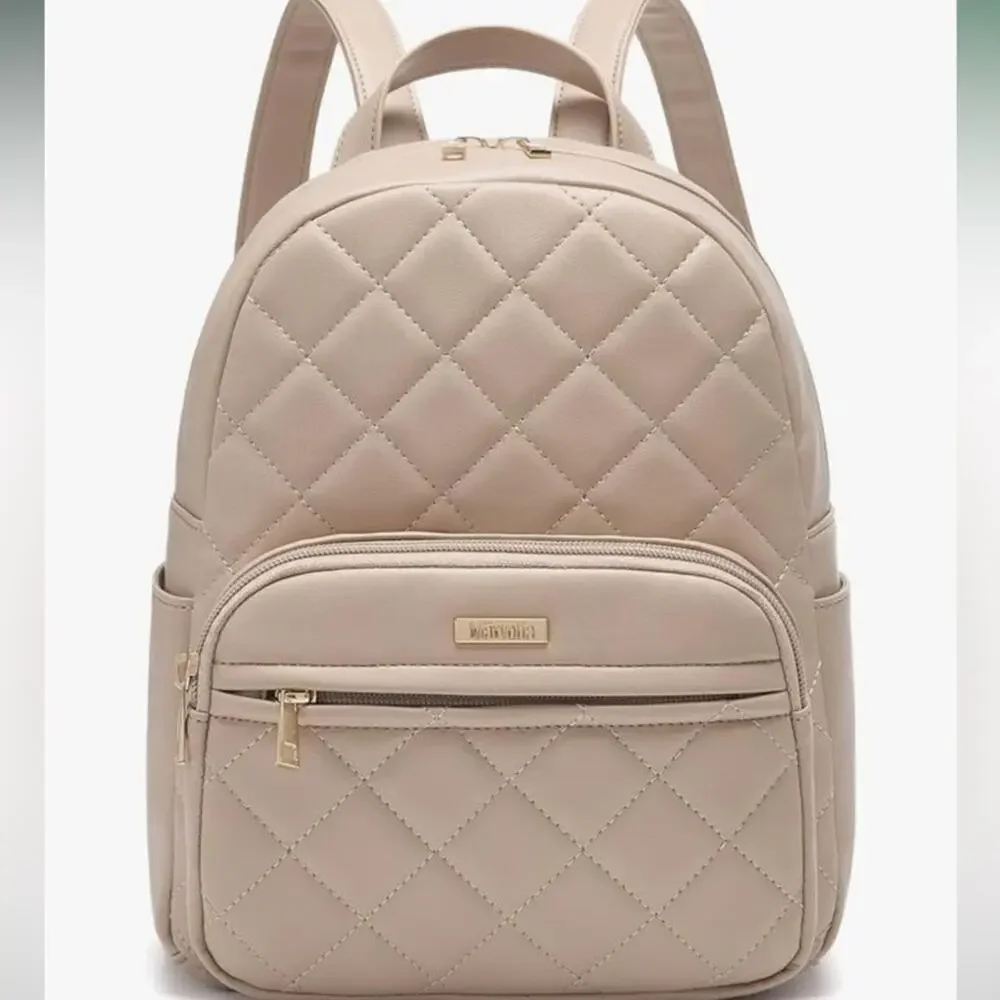 NWT Marvolia Mini Backpack for Women - Vegan Leather Small Fashion Purse Khaki